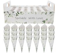 HEALSOPTHY Supports à Confettis Mariage 30 Cônes en Papier Kraft Vert Feuille Boîte Porte-Pétales pour Confettis Bonbons et Chocolats Décoration Fête DIY Rangement Pratique et Écologique