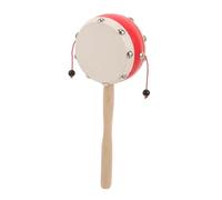 HEALSOPTHY Tambour en Bois et Peau D'agneau Naturel pour Bébé, Instrument de Percussion à Main Léger, Développement Sensoriel et Coordination Œil-main, Traditionnel Compact pour Tout-petit