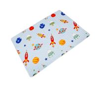 HEALSOPTHY Tapis D’éveil Bébé Anti-éclaboussures 100x130 Cm Coton Bleu Tapis Sous Chaise Haute Espace Jeu Sécurisé Intérieur Extérieur Bébé Confort Et Développement