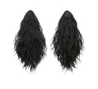 Health Extension de queue de cheval synthétique bouclée et ondulée avec pinces à griffes pour soins personnels des femmes - 33 cm (noir de jais)