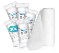 Health Press Bande de gaze -Bandage (8cm x 4m) 20 rouleaux -Bande élastique -Dispositif médical -Bande de fixation testée dermatologiquement -Bandage Idéal pour les premiers soins & le soin des plaies