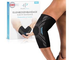 Health Press® Coudière - 1 x Coudière Taille S - Coudière - Soulagement & Stabilisation de l'articulation du coude - Bandage de compression professionnel - Brassard de soutien droite/gauche