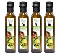 Health Seed® 4 x 100/400 ml - Huile de noix non filtrée - Bouteille en verre 100 % pure pressée à froid - Fraîcheur du fabricant