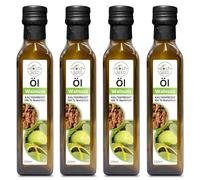 Health Seed® 4 x 250 / 1000 ml - Huile de noix non filtrée - Bouteille en verre 100 % pure pressée à froid - Fraîcheur du fabricant