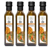 Health Seed® 4 x 500 ml / 2 litres - Huile d'argousier non filtrée - Bouteille en verre 100 % pure pressée à froid - Fraîcheur du fabricant