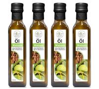 Health Seed® 4 x 500 ml / 2 litres - Huile de noix non filtrée - Bouteille en verre 100 % pure pressée à froid - Fraîcheur du fabricant