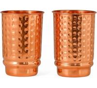 HEALTHANDWEALTH Lot de 2 verres et gobelets en cuivre pur martelé | Verres à eau de qualité supérieure pour un usage quotidien et coffrets cadeaux | Avantages pour la santé de l'Ayurveda - Capacité de