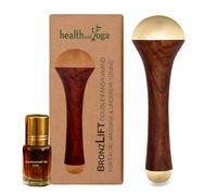 HealthAndYoga BronzLift Kansa Baguette - Capuchon en bronze des deux côtés - Flacon d'huile de beauté ajoutée pour le visage - Outil de beauté ayurvédique pour le visage, le cou et sous les yeux -