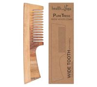 HealthAndYoga® PureTress Peigne en bois de margousier à dents larges avec poignée pour démêler les pellicules, les poux, les frisottis, doux pour le cuir chevelu, ajoute de la brillance - Style de vie