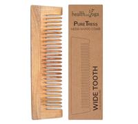 HealthAndYoga® PureTress Peigne en bois de margousier à dents larges pour démêler et conditionner les cheveux Prévient les pellicules, les poux, les frisottis, doux pour le cuir chevelu, ajoute de la