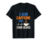Healthcare Heroes Caffeine Code Blues ECG Coffee Design T-Shirt