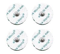 Healthcare World - Électrodes TENS rondes 3,5 cm auto-adhésives avec connexion bouton pression 3,5 mm - Lot de 4 pads de remplacement réutilisables - Compatibles appareils Beurer et Sanitas