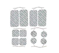 Healthcare World - Lot de 12 Électrodes TENS/EMS Auto-Adhésives - 3 Tailles (Petites, Moyennes, Grandes) - Patchs Réutilisables pour Soulagement de la Douleur