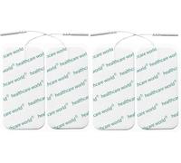 Healthcare World - Lot de 4 Électrodes TENS Rectangulaires Taille L (10x5 cm) - Patchs Auto-Adhésifs Réutilisables pour Soulagement de la Douleur