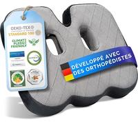 Healthfix® Coussin Orthopédique Coccyx - Coussin Ergonomique d’Assise en Mousse à Mémoire de Forme avec Housse Respirante et Base Antidérapante - pour Chaise Bureau, Gaming, Salon et Jardin