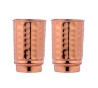 HealthGoodsEU Lot de 2 timbales en cuivre martelé avec couvercle