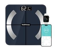 Healthkeep Balance Pèse Personne, Balance Connectée Bluetooth Impédancemètre Pese Personnes Haute Précision avec 13 Analyses de la Composition Corporelle App Incluse, Capacité 180kg/400lb, 28x28cm