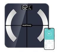 Healthkeep Balance Pèse Personne,Balance Connectée Bluetooth Impédancemètre Pese Personnes Haute Précision Avec 13 Analyses De La Composition Corporelle App Incluse,Capacité 180Kg/400Lb,28X28Cm