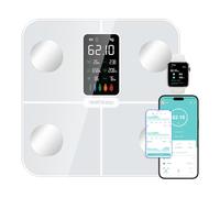 Healthkeep Balance Pèse Personne Balance Connectée Impédancemètre avec Affichage VA 15 Données Corporelles et Fréquence Cardiaque pour APP Andriod et iOS Max. 180kg/400lb, Blanc