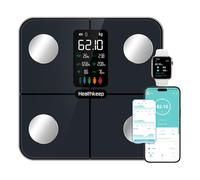 Healthkeep Balance Pèse Personne Balance Connectée Impédancemètre avec Affichage VA 15 Données Corporelles et Fréquence Cardiaque pour APP Andriod et iOS Max. 180kg/400lb, Bleu