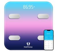 Healthkeep Balance Pèse Personne Impédancemètre,Balance Connectée Wifi Et Bluetooth Pese Personnes Grand Écran Avec 13 Analyses De La Composition Corporelle App Incluse Capacité 180Kg/400Lb,31X31Cm