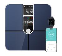 Healthkeep Pèse Personne Balance Connectée Bluetooth Avec 2 Écrans Va Et Technologie De Revêtement Ito,16 Données Corporelle Avec Fréquence Cardiaque App Pour Andriod Et Ios 180Kg/400Lb,Argenté