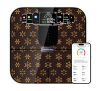 Healthkeep Pèse Personne Balance Connectée Bluetooth Avec Écran Tft Couleur Et Technologie Ito,25 Données Corporelle Avec Fréquence Cardiaque App Pour Andriod Et Ios 180Kg/400Lb/28St,Brun
