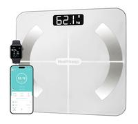 Healthkeep Pèse Personne Numériques, Balance Connectée Bluetooth Impédancemètre avec 13 Données Corporelles (BMI/Graisse Corporelle/Masse Osseuse/BMR/Muscle/Eau) pour APP Max 180kg