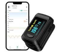 HealthTree JKS50C Oxymetre de Doigt Bluetooth, Saturometre Oxymetre avec PI | Moniteur de Saturation en Oxygène et Fréquence Cardiaque 5-8s, Écran OLED et Alerte pour Maison Sport, Inclut Piles et Cordon