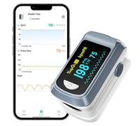 HealthTree JKS50C Oxymetre de Doigt Bluetooth, Saturometre Oxymetre avec PI | Moniteur de Saturation en Oxygène et Fréquence Cardiaque 5-8s, Écran OLED et Alerte pour Maison Sport, Inclut Piles et Cordon