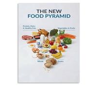 Healthy Eating Guide Food Pyramid Nutrition Educational Poster for Kitchen Wall-Art Classroom School Home Office Decor(Framed,16x24inch(40x60cm))