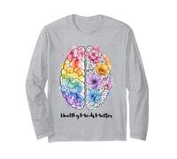 Healthy Minds Matter Sensibilisation à la santé mentale Cerveau Floral Manche Longue