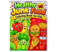Healthy vs Junk Food Coloring Book for Kids: Fun Learning Activity Book to Teach Healthy Eating Habits with Fruits, Vegetables & Junk Food - Ages 4-8