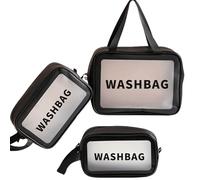 HealthyMoov Lot de 3 Trousses de Toilette Pochette Organisateur Maquillage cosmétiques parfums Vanity Case Sac Voyage Accessoire beauté Rangement Transparent Noir 3 pcs étanche Waterproof