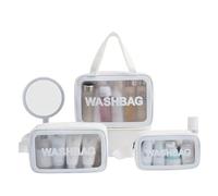HealthyMoov Trousse de Toilette Pochette Maquillage cosmétiques parfums Vanity Case Sac de Voyage Accessoire de beauté Rangement Salle de Bains Transparent étanche Waterproof (Blanc 3pcs)