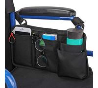 HEALUA Sac latéral pour fauteuil roulant avec porte-gobelet, accessoires pour fauteuil roulant, déambulateur, scooter électrique - Sac de transport médical (noir)