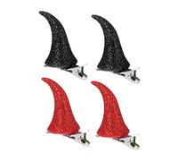 Healvian 1 Ensemble 2 Paires épingle à cheveux en corne décor pince à cheveux mascarade barrettes barrette halloween diadème halloween roux coiffe en poudre coups de cheveux Plastique rouge