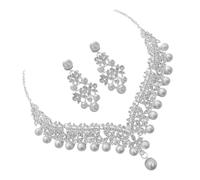 Healvian 1 Ensemble Collier De Perles Boucles D'Oreilles Ensemble Délicat Demoiselles D'Honneur Collier Chaîne Femme Dames Boucles D'Oreilles Femmes Tendance Bal Perles Mariage