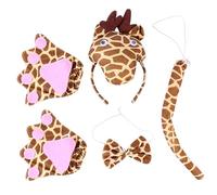 Healvian 1 Ensemble Déguisement de Girafe pour Garçon Fille Kit Accessoires de Cosplay avec Diadème Gants Nœud et Queue Déguisement Adorable pour Fêtes et Animations