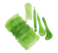 Healvian 1 Ensemble Ensemble De Bâtons De Beauté De Massage De Gratter Soin Du Visage Peigne De Jade Outils Corps Le Muscle Grattage Peau Planche Massage Cou Kit De Massage Gua Sha Vert