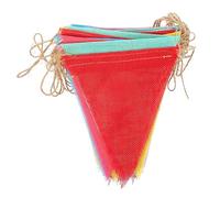 Healvian 1 Pack Guirlande Triangulaire Double-face en Lin Imitation 30 Fanions Reliés Corde Colorés Facile à Utiliser Décoration Chic pour Mariage et Jardin