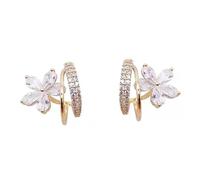 Healvian 1 Paire Boucles d'oreilles à fleurs de zircon Crawler des boucles d'oreilles pour femmes boucles d'oreilles oreillettes pour femmes manchettes d'oreilles à fleurs alliage Doré