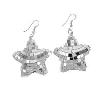 Healvian 1 Paire boucles d'oreilles étoile de mer disco déguisement boule disco boucles d'oreilles amusantes pour femmes boucles d'oreilles boule à facettes tenues disco Un verre Silver