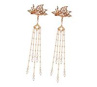 Healvian 1 Paire coiffe antique pinces à cheveux à épingle à cheveux perle casque à pinces cheveu hairpin coiffe de glands chinois coiffe hanfu cuivre Golden