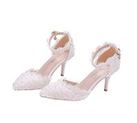 Healvian 1 Paire Escarpins Blancs à Talons Aiguille pour Chaussures de Élégantes et Similicuir pour Fête et Cérémonie