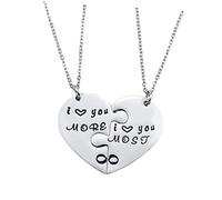 Healvian 1 paire Pendentif Couple Cœur Puzzle Collier Créatif pour Saint Valentin Accessoire Élégant pour et Événements Spéciaux