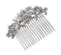 Healvian 1 Pc peigne pinces cheveu hairpin bride hair charms hair bow épingles à cheveux fleur broches de perles pour femmes cheveux strass coiffe en strass coiffe de mariée alliage Silver