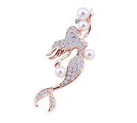 Healvian 1 Pièce broche en diamant perle élégante broche femme pour robes s uniques pour femmes accessoire de déguisement femme fille sirène Golden