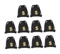 Healvian 10 pièces Cordon Multifonctions Toile Coton Lin Noire avec Motif Lettre Parfaites pour Fête Rangement Bijoux et Accessoires de Scène Anniversaire