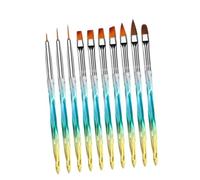 Healvian 10 pièces Pinceaux Nail Art Dégradé Bleu Stylo Peinture Fine pour Détails et Motifs Manucure DIY